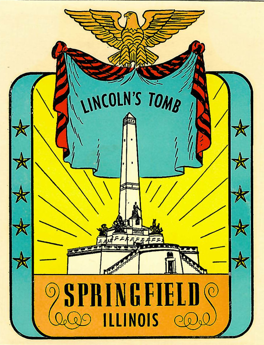 (image for) Illinois (7) Lincoln's Tomb Vintage Vacation Stickers